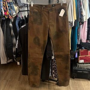 AG Adriano Goldschmied Watercolor Dried Grass Camouflage Slim Skinny Pants